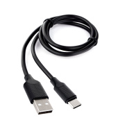 Кабель USB A(m) - USB Type-C(m),  1.0м, черный, 3А, QC3.0, Mobile2, USB 2.0, Cablexpert CCB-USB2-AMC