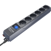 Сетевой фильтр ZIS PILOT S-MAX, 1,8м, 5+1 розетки, 16А, 3,5кВт, графит