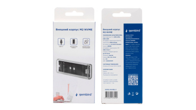 Бокс внешний USB 3.1 для M.2 NVME Gembird EEM2-NVME-2, порт Type-С, пластик, прозрачный