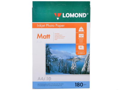 Бумага Lomond для струйного принтера, матовая, А4, 180g/m2, 50л (0102014)