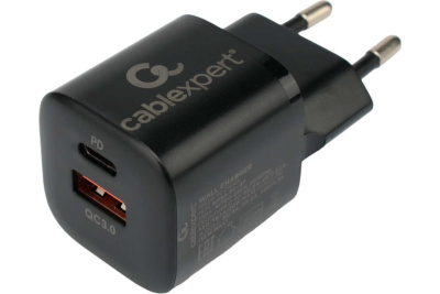 Адаптер питания Cablexpert MP3A-PC-47 (20Вт, 3А,  быстрая зарядка QC3.0/PD, 1xUSB, 1хType-C)