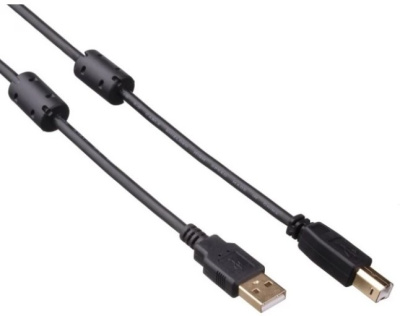 Кабель USB A(m) - B(m),  2м, черный, экран., 2 ферритовых кольца, USB 2.0, ExeGate EX-CCF-USB2-AMBM-