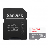 Карта памяти microSD 64Gb Sandisk Class10 SDSQUNR-064G-GN3MA Ultra UHS-I + adapter