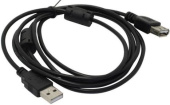 Кабель USB A(f) - A(m), 1,8м, черный, экран., 2 ферритовых кольца, удлинитель, USB 2.0, ExeGate EX-C